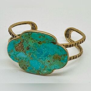 Barse Turquoise Stone Cuff Bracelet Southwestern Style Statement Piece Gemstone